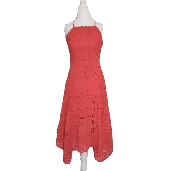 NEW PARKER Capri Cottton Sundress Coral Red Eyelet - Picture 3 of 6